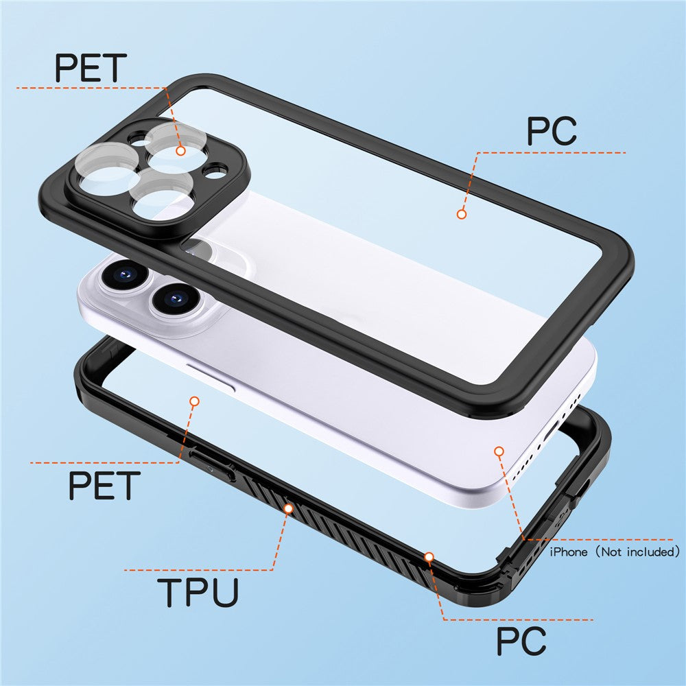REDPEPPER FS Series for iPhone 15 Pro Max IP68 Waterproof Cellphone Case Clear Back Panel Underwater Diving Cover