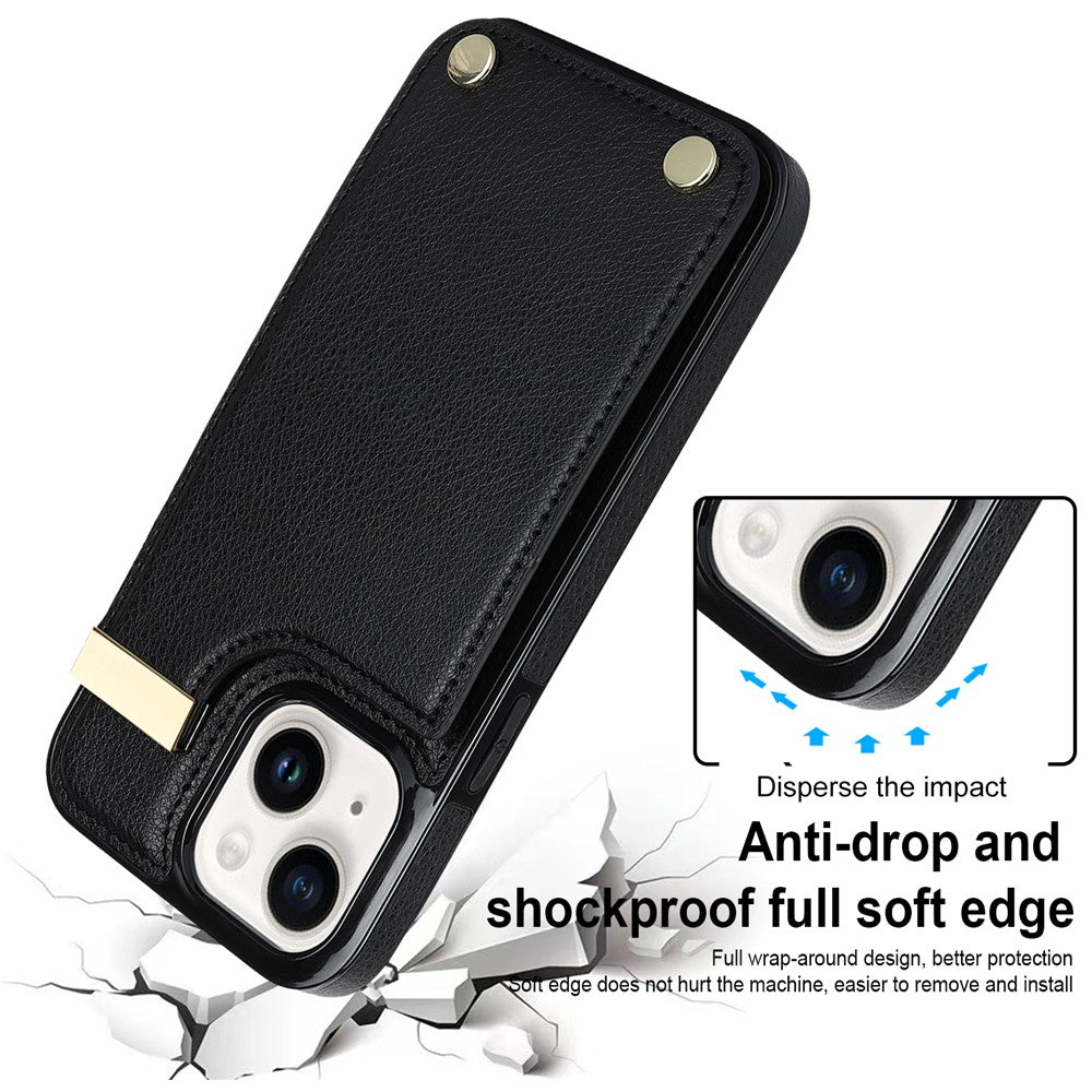 For iPhone 13 Card Holder Phone Case TPU + PU Leather Protective Cover