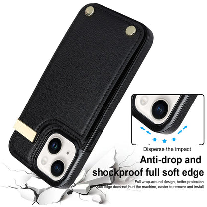 For iPhone 13 Card Holder Phone Case TPU + PU Leather Protective Cover