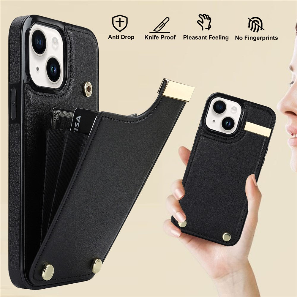 For iPhone 13 Card Holder Phone Case TPU + PU Leather Protective Cover