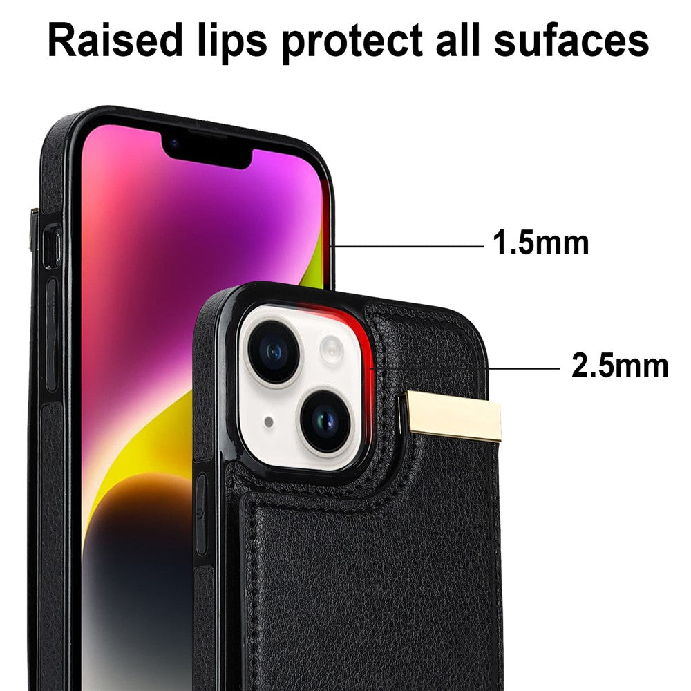 For iPhone 13 Card Holder Phone Case TPU + PU Leather Protective Cover