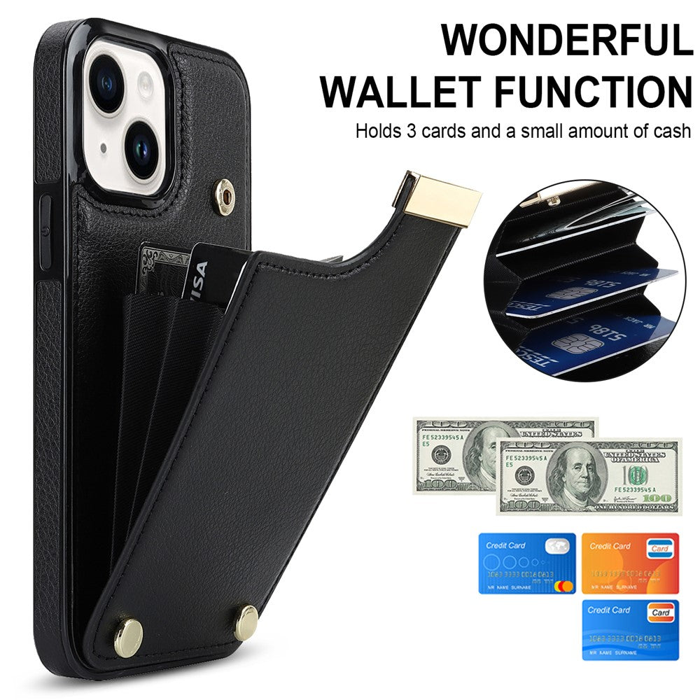 For iPhone 13 Card Holder Phone Case TPU + PU Leather Protective Cover
