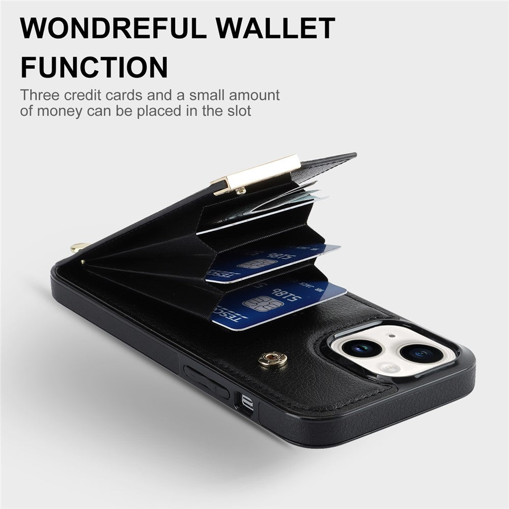 For iPhone 13 Card Holder Phone Case TPU + PU Leather Protective Cover