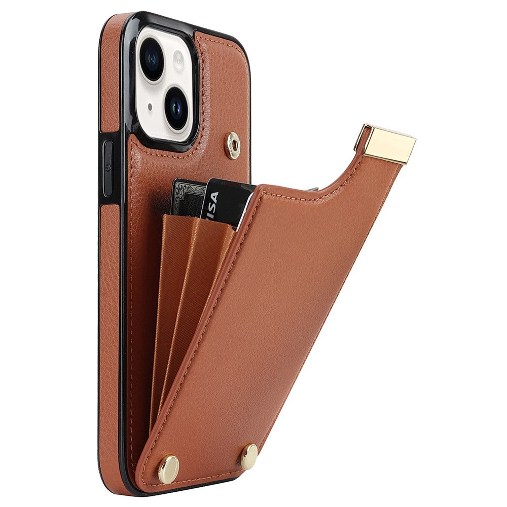 For iPhone 13 Card Holder Phone Case TPU + PU Leather Protective Cover