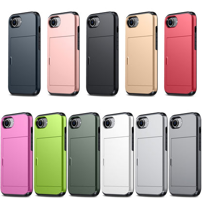 For iPhone 17e / 16e Case TPU + PC Dual Layer Armor Phone Cover with Sliding Card Slot