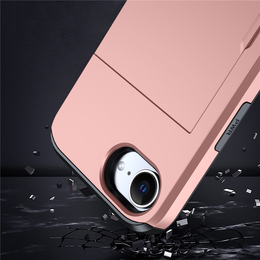 For iPhone 17e / 16e Case TPU + PC Dual Layer Armor Phone Cover with Sliding Card Slot