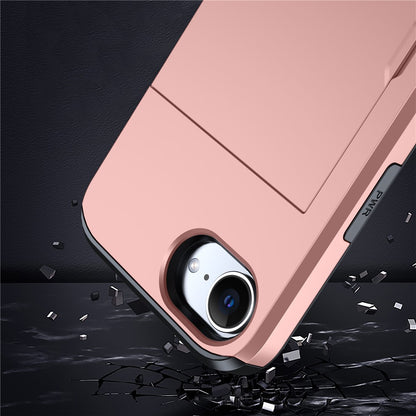 For iPhone 17e / 16e Case TPU + PC Dual Layer Armor Phone Cover with Sliding Card Slot