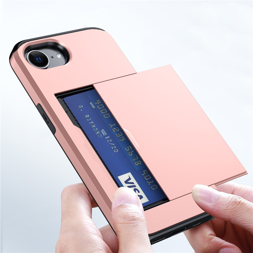 For iPhone 17e / 16e Case TPU + PC Dual Layer Armor Phone Cover with Sliding Card Slot