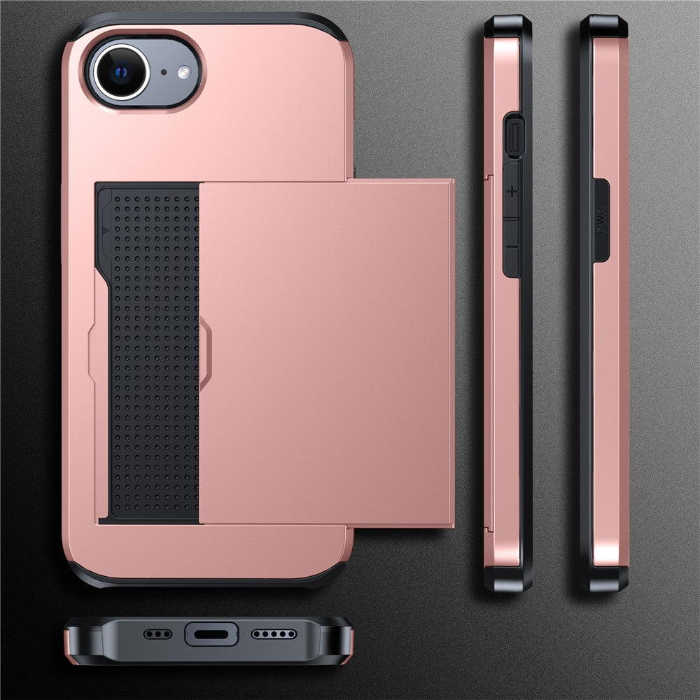 For iPhone 17e / 16e Case TPU + PC Dual Layer Armor Phone Cover with Sliding Card Slot