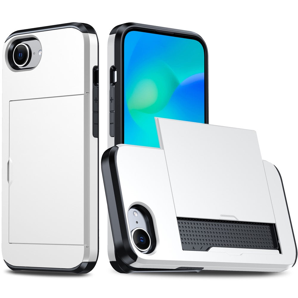 For iPhone 17e / 16e Case TPU + PC Dual Layer Armor Phone Cover with Sliding Card Slot