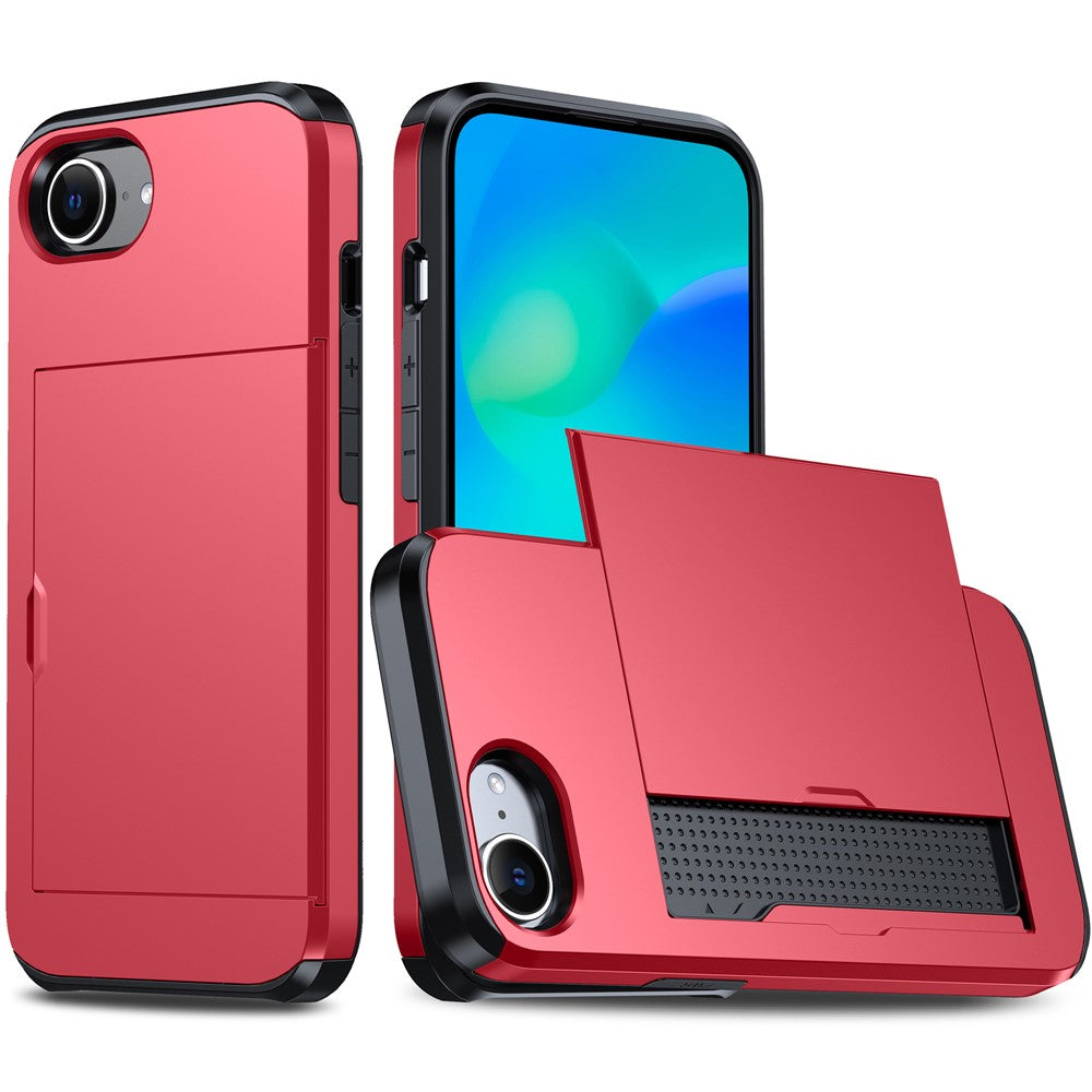 For iPhone 17e / 16e Case TPU + PC Dual Layer Armor Phone Cover with Sliding Card Slot