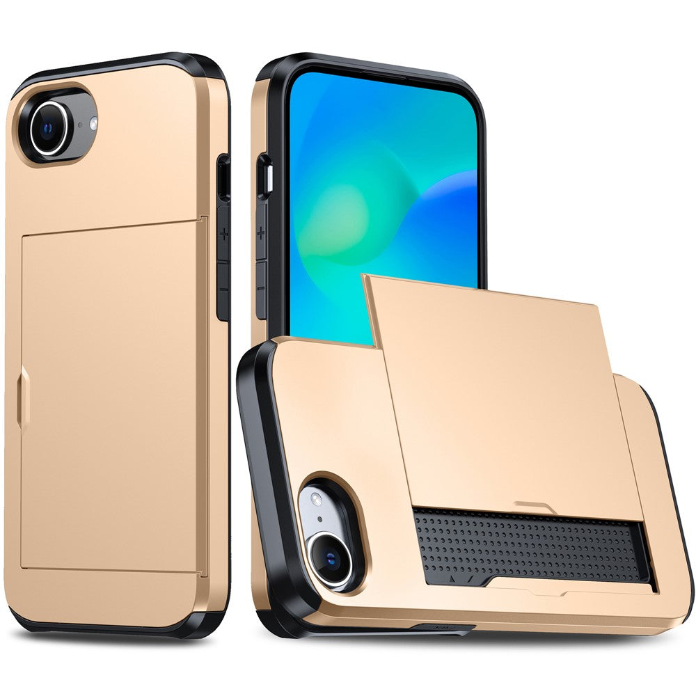 For iPhone 17e / 16e Case TPU + PC Dual Layer Armor Phone Cover with Sliding Card Slot