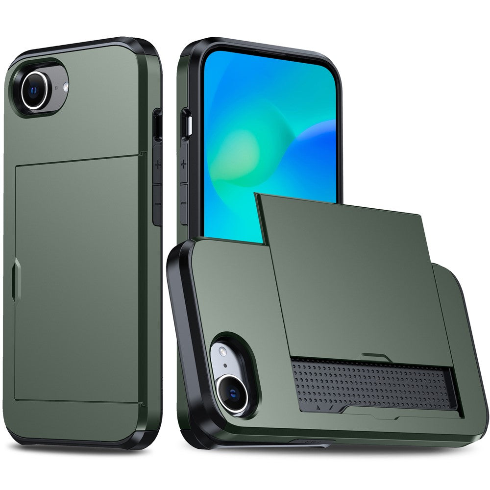 For iPhone 17e / 16e Case TPU + PC Dual Layer Armor Phone Cover with Sliding Card Slot