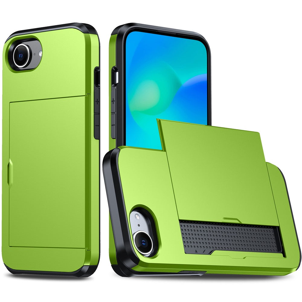 For iPhone 17e / 16e Case TPU + PC Dual Layer Armor Phone Cover with Sliding Card Slot