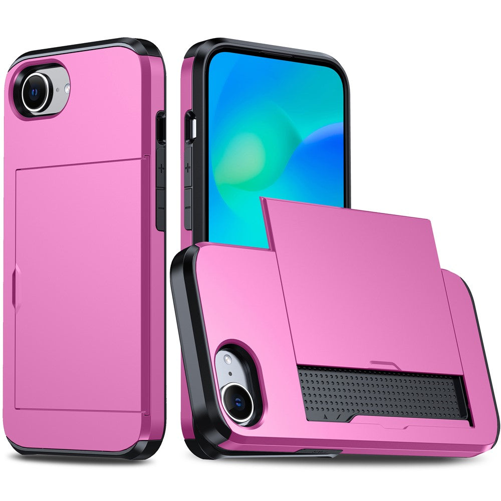 For iPhone 17e / 16e Case TPU + PC Dual Layer Armor Phone Cover with Sliding Card Slot