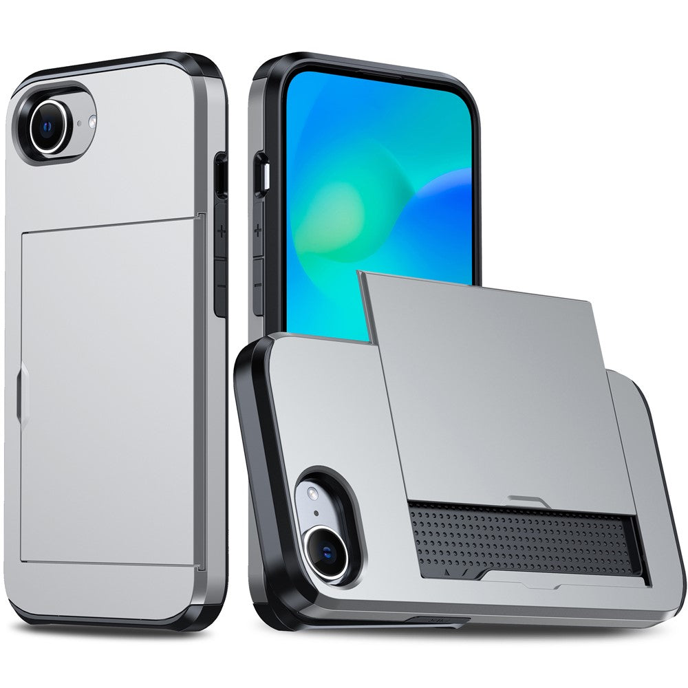For iPhone 17e / 16e Case TPU + PC Dual Layer Armor Phone Cover with Sliding Card Slot