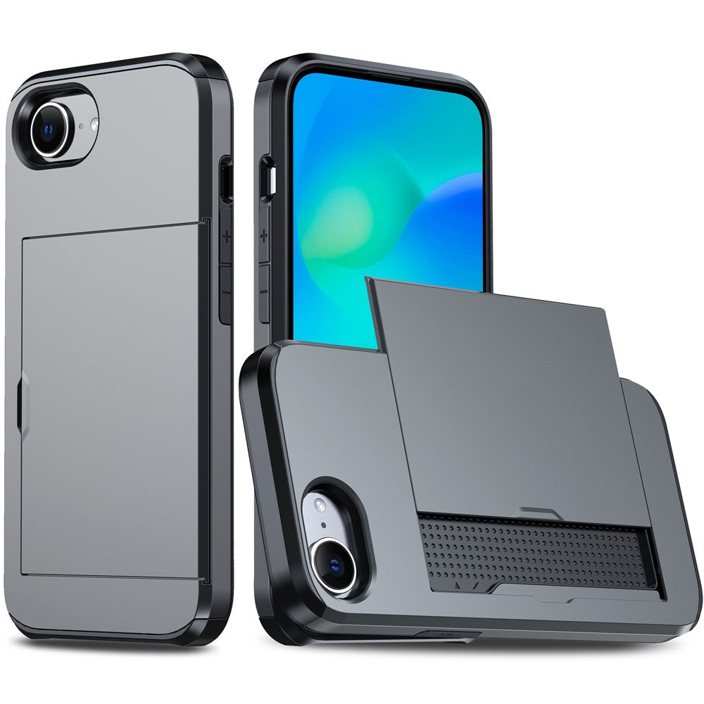 For iPhone 17e / 16e Case TPU + PC Dual Layer Armor Phone Cover with Sliding Card Slot