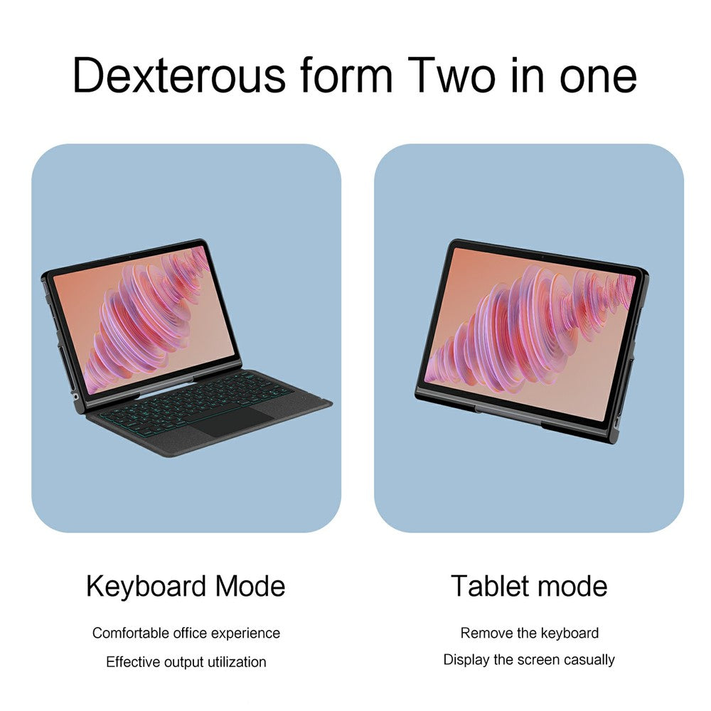For Lenovo Tab Plus Leather Case + Bluetooth-compatible Keyboard with Backlight Trackpad