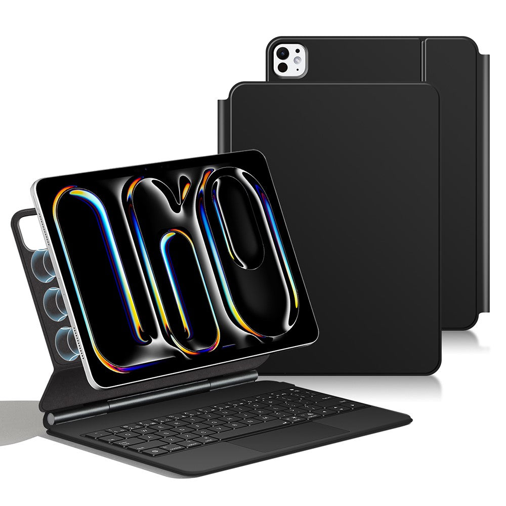 For iPad Pro 13 (2025) / 13 (2024) Smart Pogo Pin Direct Connection Keyboard + Leather Tablet Case