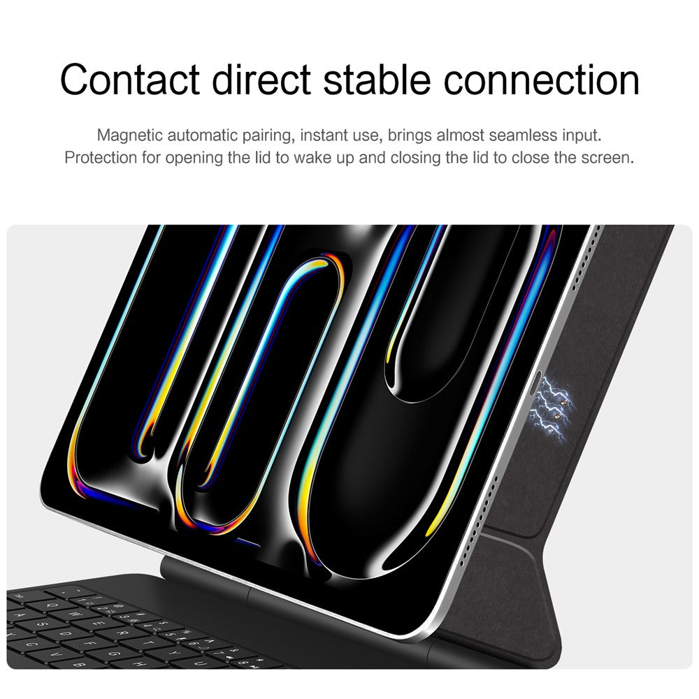 For iPad Pro 13 (2025) / 13 (2024) Smart Pogo Pin Direct Connection Keyboard + Leather Tablet Case