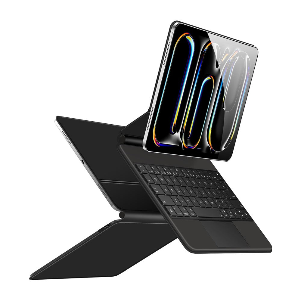 For iPad Pro 13 (2025) / 13 (2024) Smart Pogo Pin Direct Connection Keyboard + Leather Tablet Case