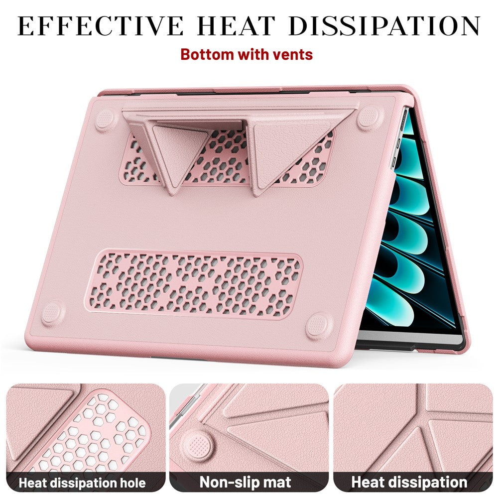 Laptop Case for MacBook Air 13 inch (2026) A3449 / (2025) A3240 / (2024) A3113 / (2022) A2681 Kickstand PU TPU PC Notebook Protective Cover