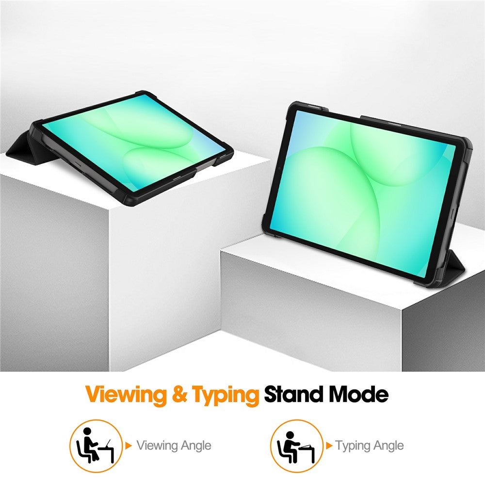 Samsung Galaxy Tab A11 / A9 Hülle: Anti-Drop Stand mit Leder-Klappe
