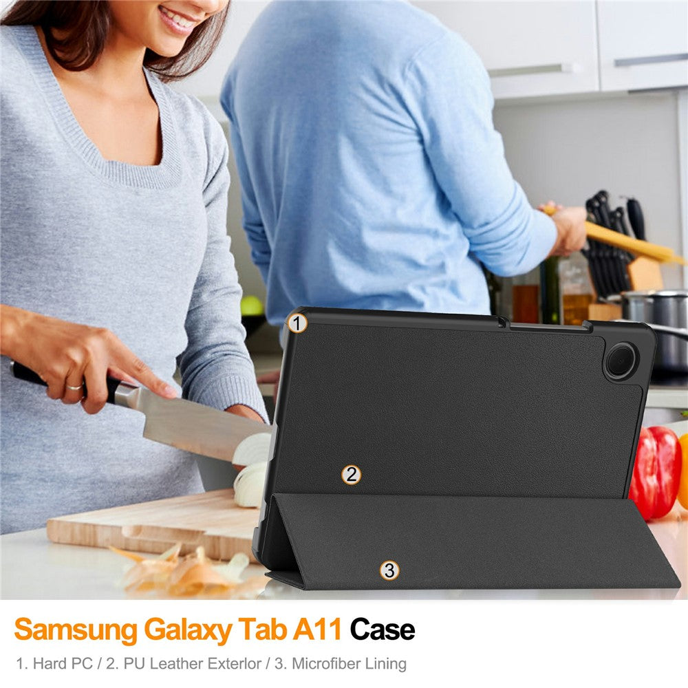 Samsung Galaxy Tab A11 / A9 Hülle: Anti-Drop Stand mit Leder-Klappe