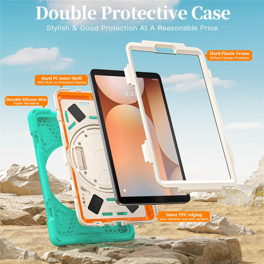 Samsung Galaxy Tab A11 Hülle mit Kickstand & Schultergurt – TPU/PC/Silikon Schutz