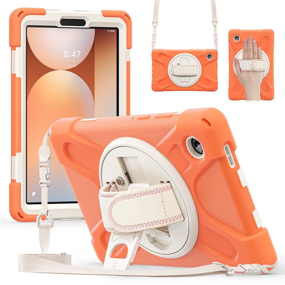 Samsung Galaxy Tab A11 Hülle mit Kickstand & Schultergurt – TPU/PC/Silikon Schutz