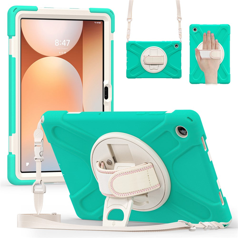 For Samsung Galaxy Tab A11+ Kickstand Case TPU PC Silicone Tablet Cover with Shoulder Strap