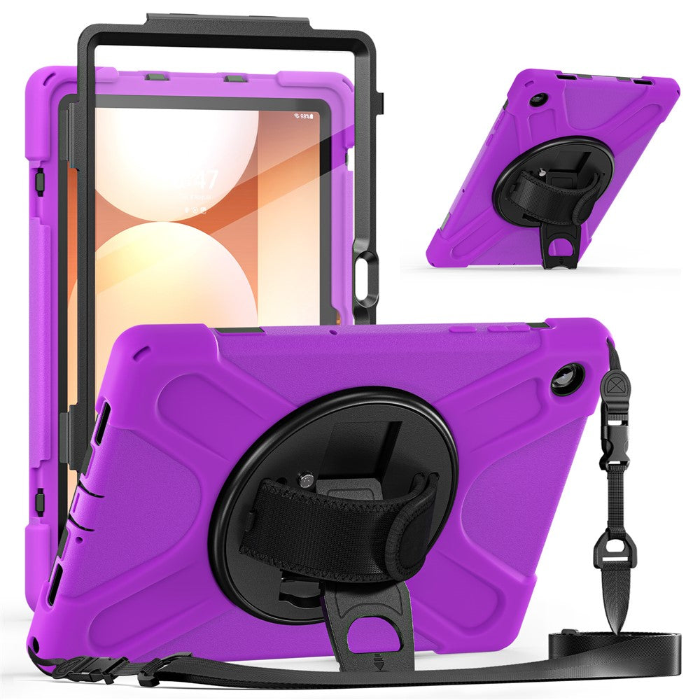 For Samsung Galaxy Tab A11+ Kickstand Case TPU PC Silicone Tablet Cover with Shoulder Strap