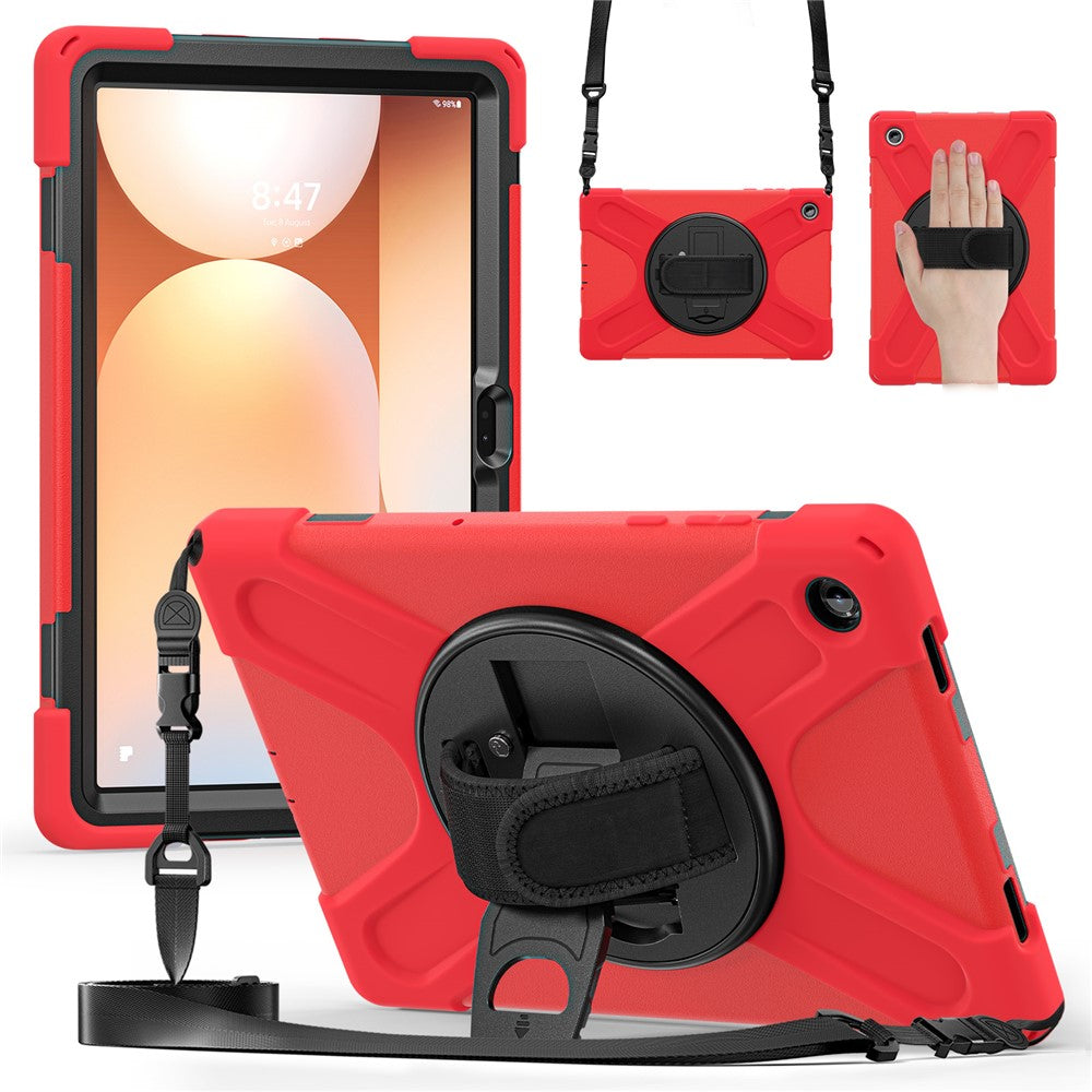 For Samsung Galaxy Tab A11+ Kickstand Case TPU PC Silicone Tablet Cover with Shoulder Strap