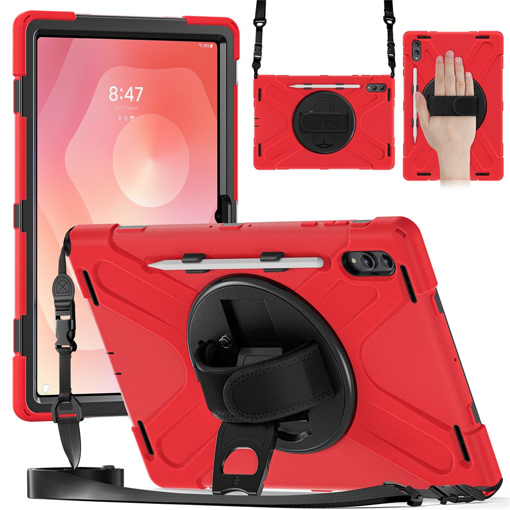 For Samsung Galaxy Tab S11 Ultra Kickstand Case TPU PC Silicone Tablet Cover with Shoulder Strap