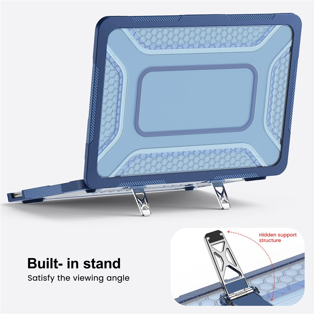 For MacBook Neo 13 inch (2026) Protective Case with Metal Kickstand Honeycomb Cooling Design PC+TPU Laptop Cover
