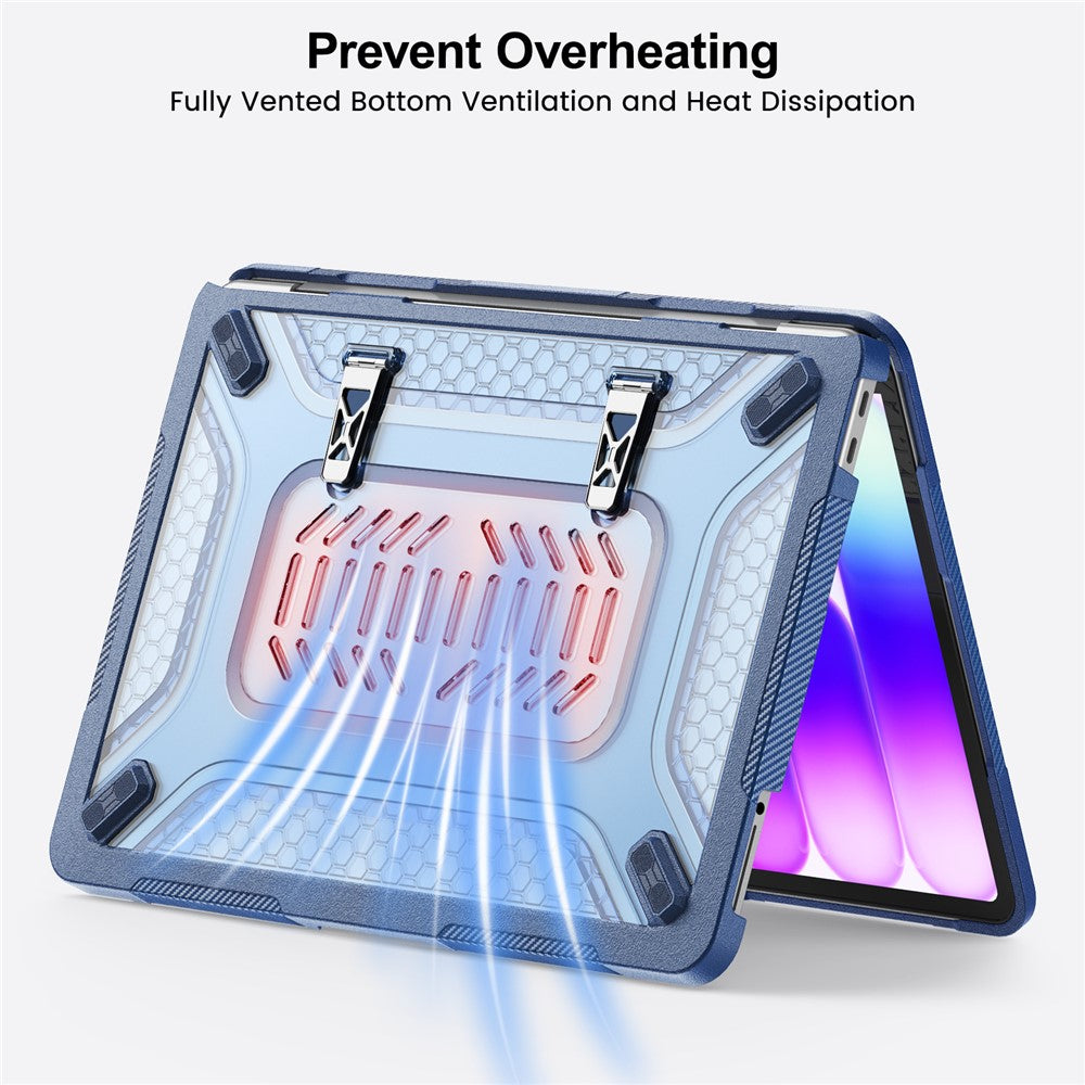 For MacBook Neo 13 inch (2026) Protective Case with Metal Kickstand Honeycomb Cooling Design PC+TPU Laptop Cover