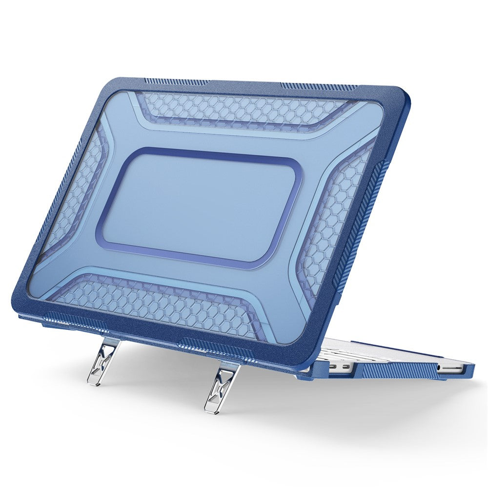 For MacBook Neo 13 inch (2026) Protective Case with Metal Kickstand Honeycomb Cooling Design PC+TPU Laptop Cover