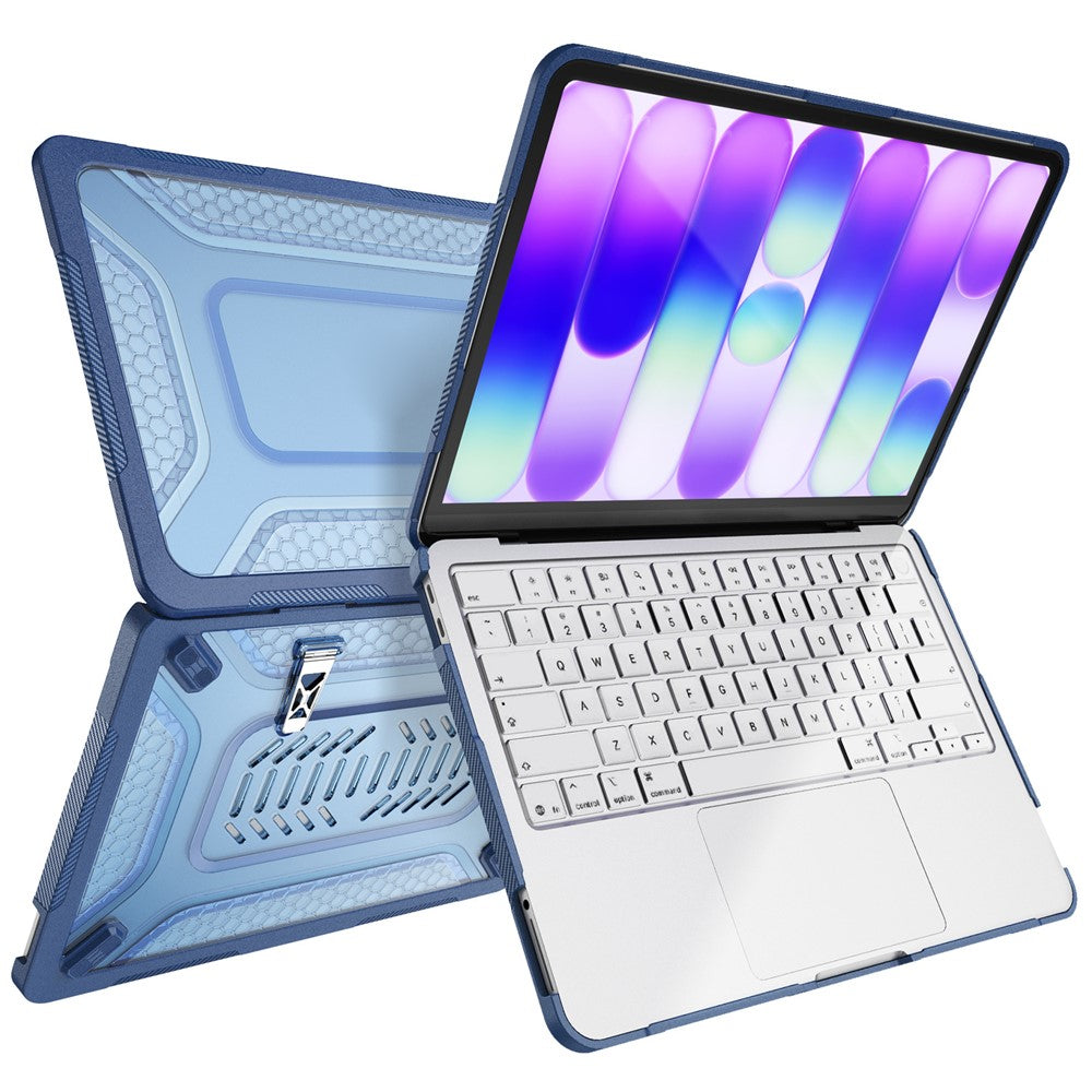 For MacBook Neo 13 inch (2026) Protective Case with Metal Kickstand Honeycomb Cooling Design PC+TPU Laptop Cover