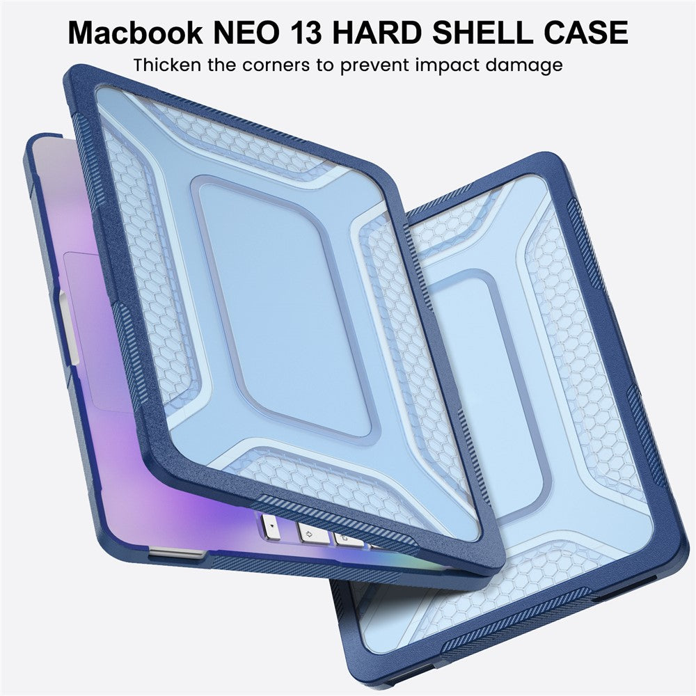 For MacBook Neo 13 inch (2026) Protective Case with Metal Kickstand Honeycomb Cooling Design PC+TPU Laptop Cover