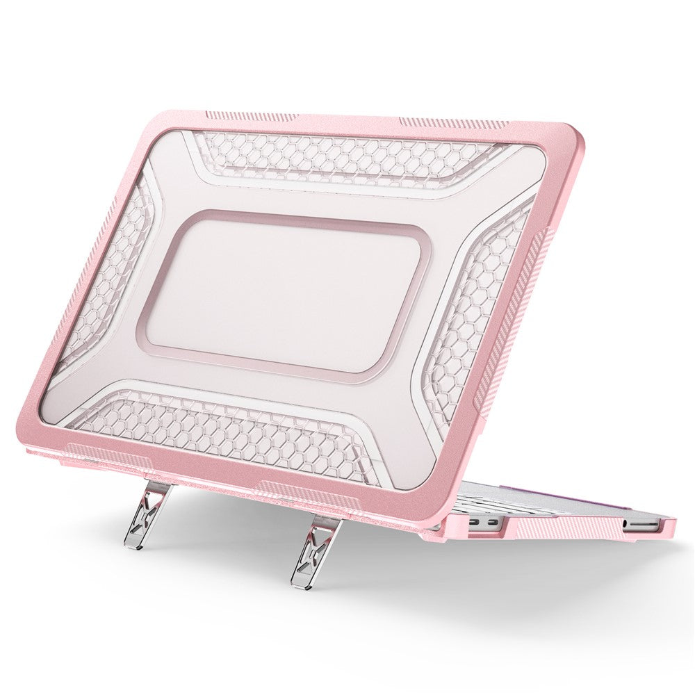 For MacBook Neo 13 inch (2026) Protective Case with Metal Kickstand Honeycomb Cooling Design PC+TPU Laptop Cover