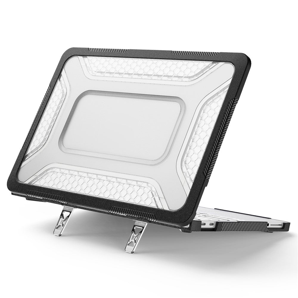 For MacBook Neo 13 inch (2026) Protective Case with Metal Kickstand Honeycomb Cooling Design PC+TPU Laptop Cover