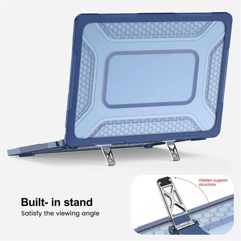 Protective Case with Metal Kickstand for MacBook Air 13 inch (2026) / (2025) / (2024) / (2022) Honeycomb Cooling Design PC+TPU Laptop Cover