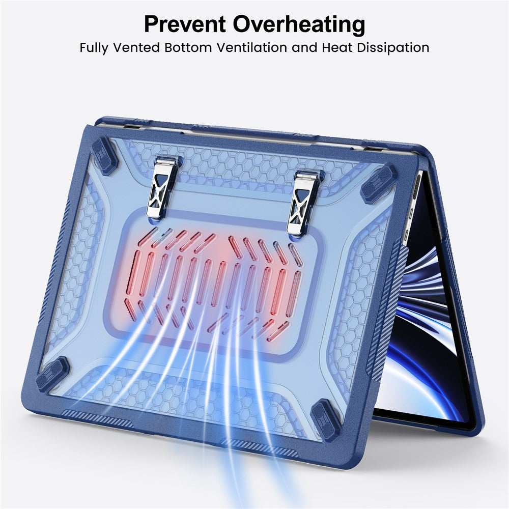 Protective Case with Metal Kickstand for MacBook Air 13 inch (2026) / (2025) / (2024) / (2022) Honeycomb Cooling Design PC+TPU Laptop Cover