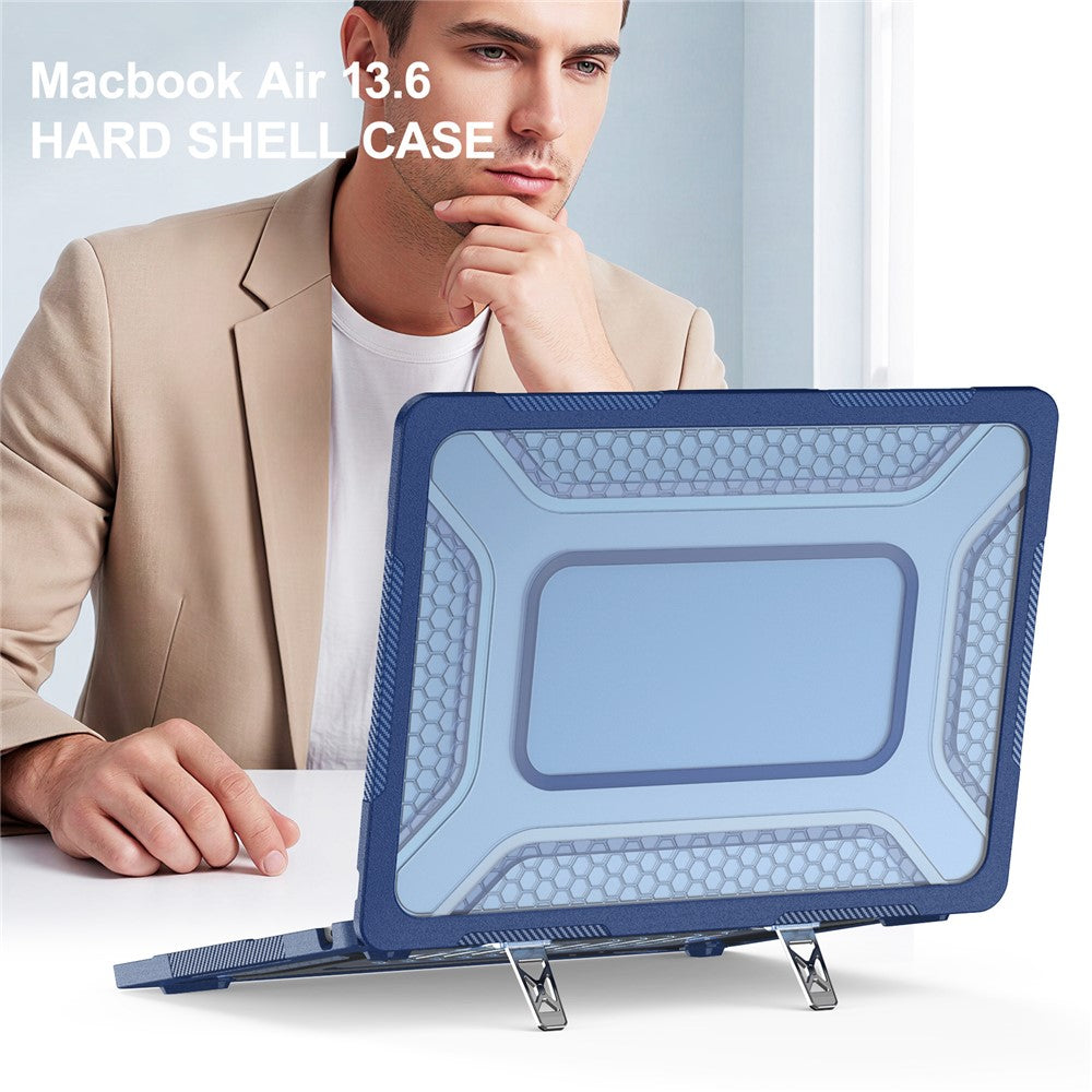 Protective Case with Metal Kickstand for MacBook Air 13 inch (2026) / (2025) / (2024) / (2022) Honeycomb Cooling Design PC+TPU Laptop Cover