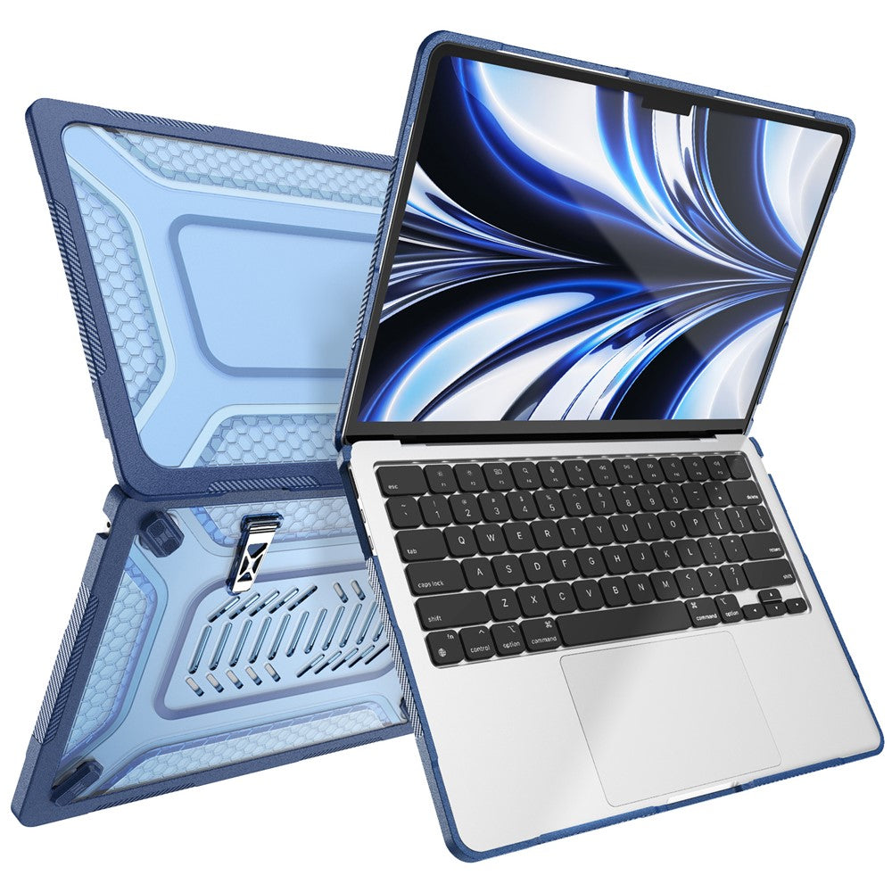 Protective Case with Metal Kickstand for MacBook Air 13 inch (2026) / (2025) / (2024) / (2022) Honeycomb Cooling Design PC+TPU Laptop Cover