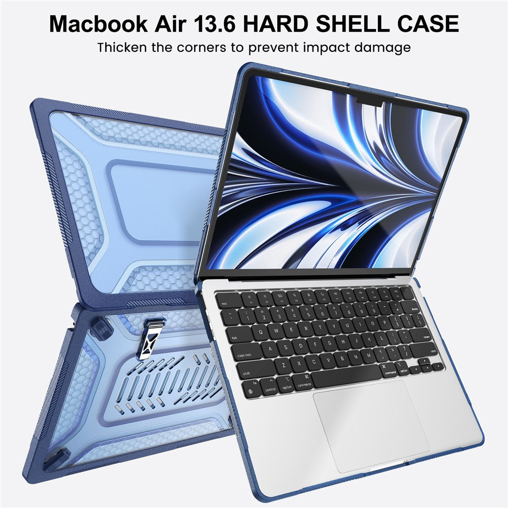 Protective Case with Metal Kickstand for MacBook Air 13 inch (2026) / (2025) / (2024) / (2022) Honeycomb Cooling Design PC+TPU Laptop Cover