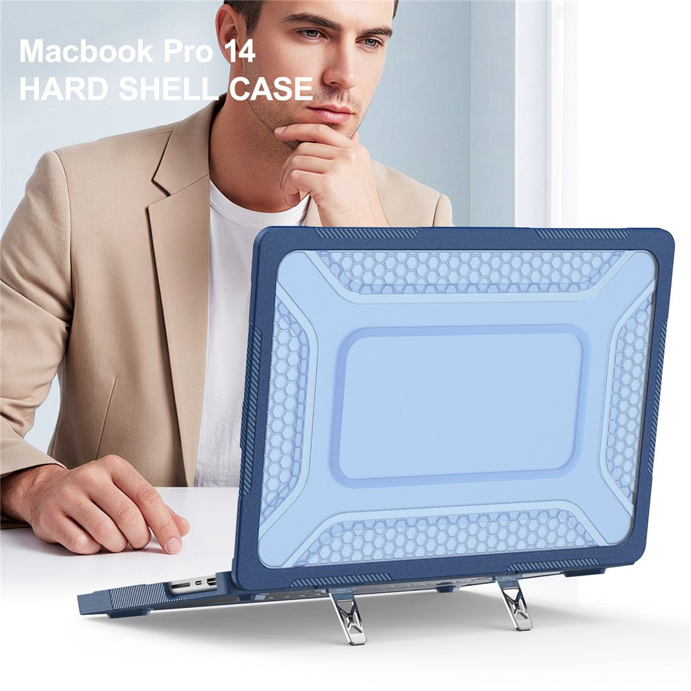 Protective Case with Metal Kickstand for MacBook Pro 14 inch (2026) / (2025) / (2024) / (2023) / (2022) / (2021) Honeycomb Cooling Design PC+TPU Laptop Cover