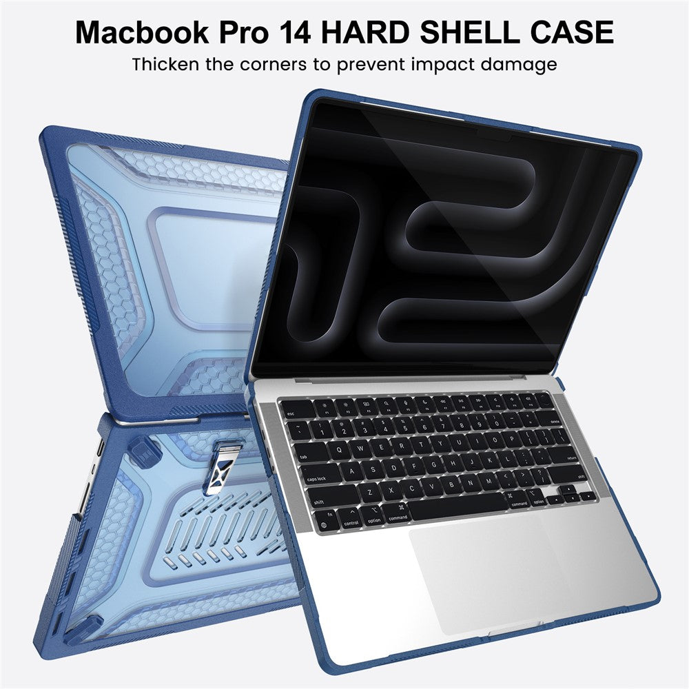 Protective Case with Metal Kickstand for MacBook Pro 14 inch (2026) / (2025) / (2024) / (2023) / (2022) / (2021) Honeycomb Cooling Design PC+TPU Laptop Cover