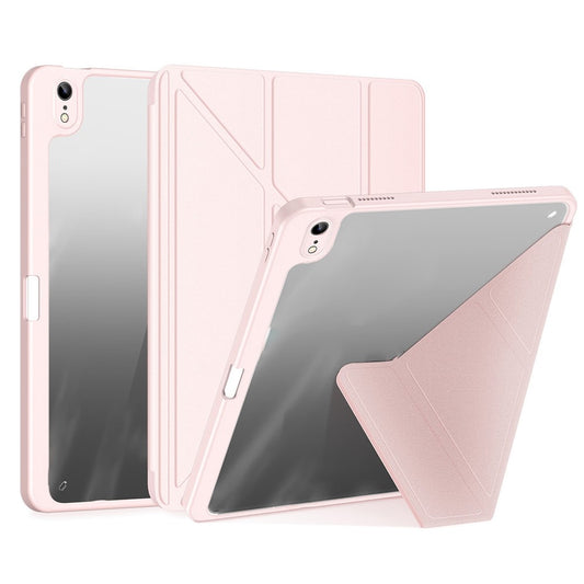 DUX DUCIS Hülle für iPad (2025) / 10.9 (2022) - Abnehmbares Leder Cover mit V-Fold Ständer, Pink
