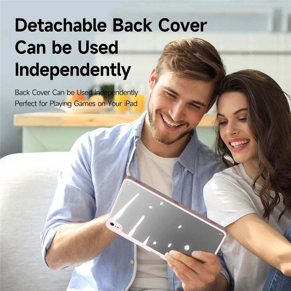 DUX DUCIS Hülle für iPad (2025) / 10.9 (2022) - Abnehmbares Leder Cover mit V-Fold Ständer, Pink